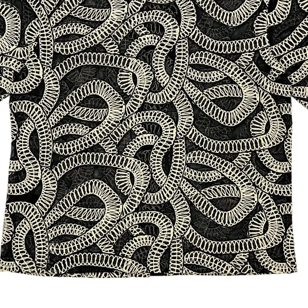 Zara Jacquard Shirt With Contrasting Details Top M Black Embroidery NEW - Picture 9 of 11